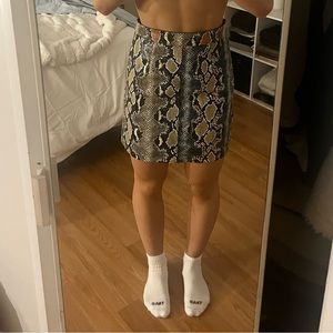 French connection faux leather snakeskin skirt
